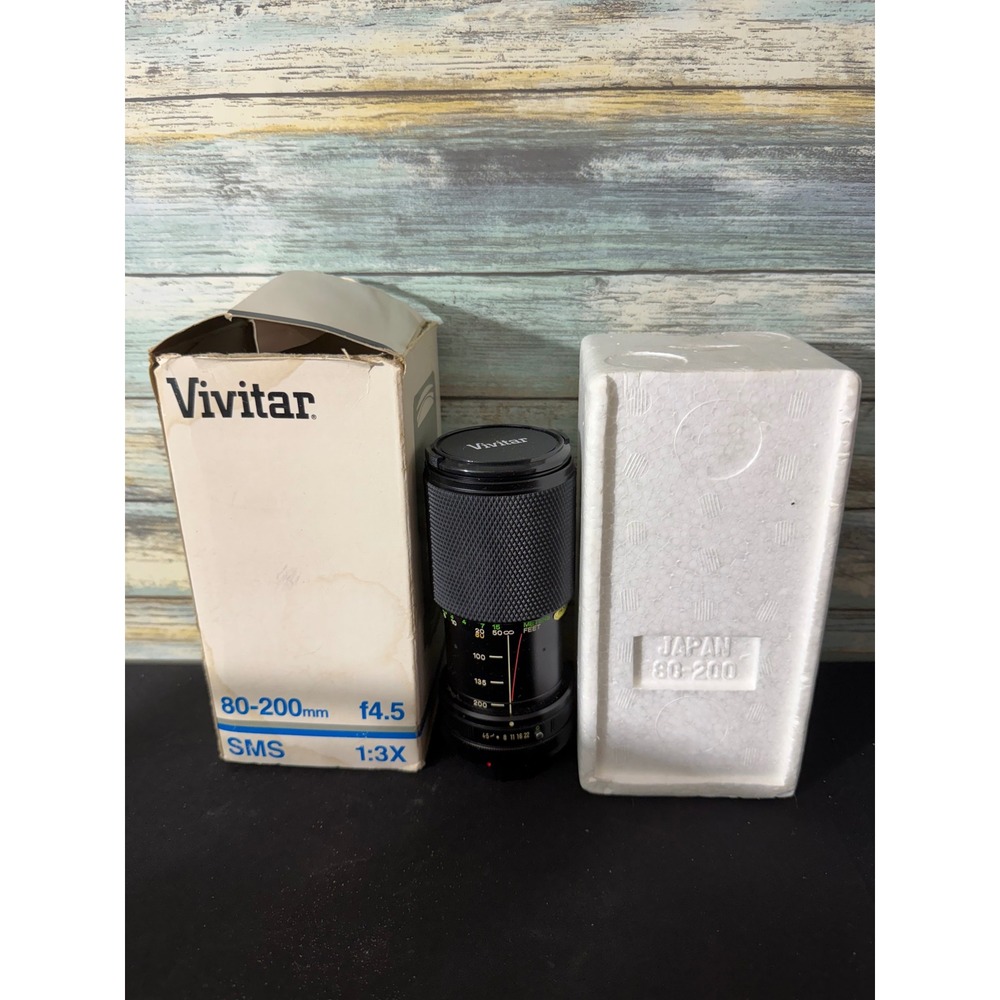Vivitar‎ 80-200mm f4.5 Zoom Lens Canon FD Mount Black Good Macro Focusing SMS MC